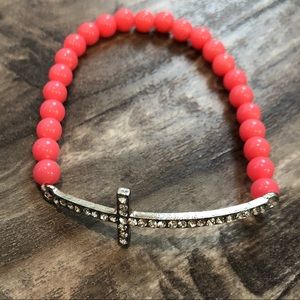Neon pink side cross bracelet